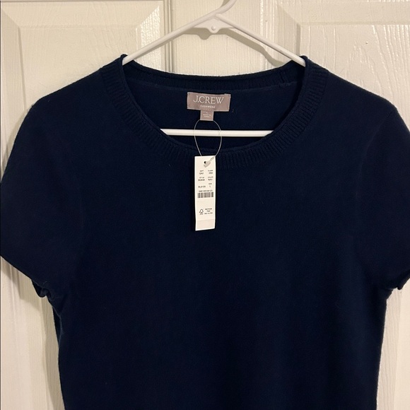 J. Crew 100% Cashmere Relaxed T-shirt Sweater NWT Size Large Navy Retails $158 - Picture 6 of 10